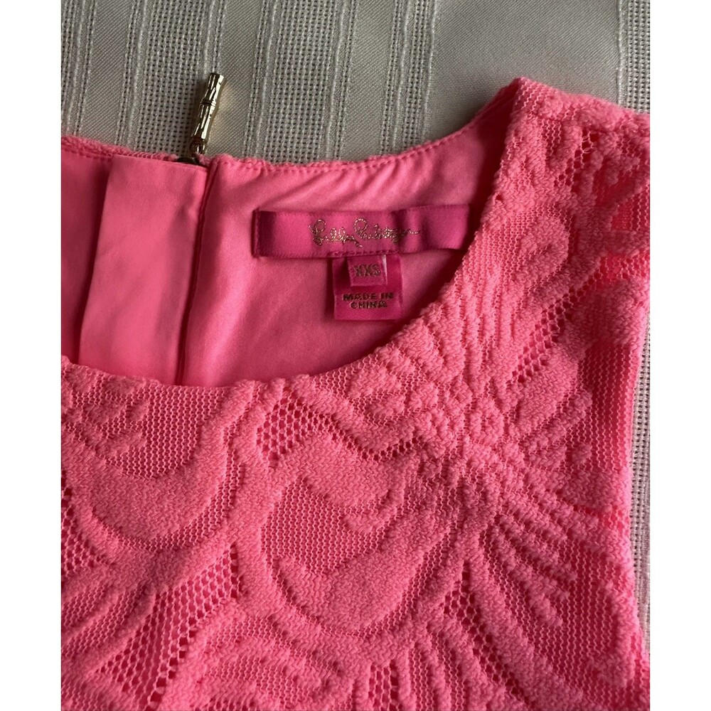 Lilly Pulitzer Maybelle Top SZ XXS Pink Floral Lace Tassel Fringe Sleeveless EUC - Picture 14 of 16